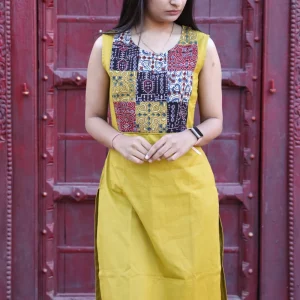 Ajrakh Print Kurti, linen cotton kurta